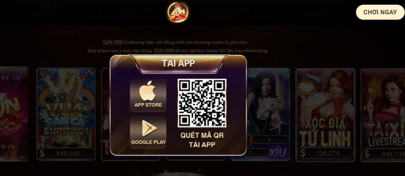 Đăng nhập nhà game trên app